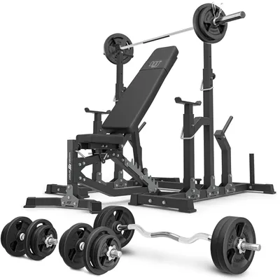 Produktbild von Marbo Sport - Set MS11_2.0_113KG | Doppelseitig verstellbare Hantelbank + verstellbare Ständer + Stangen- und Hantelscheiben Set 113 kg