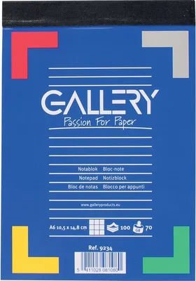 Immagine prodotto di Galleria – Blocco note, formato A6, quadrettato 5 mm, blocco da 100 fogli