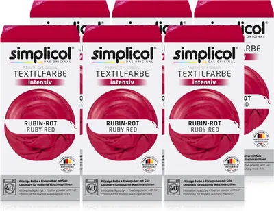 Produktbild von Simplicol Textilfarbe intensiv Rubin-Rot - Einfaches Färben (6er Pack)