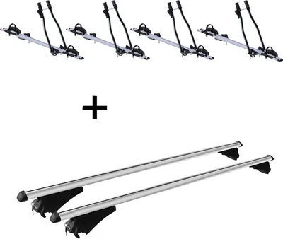 Obrázok produktu pre 4x nosič bicyklov SAGITTAR + nosič na koľajnice Tiger XL kompatibilný s pre BMW X5 (E70) 2010-2013