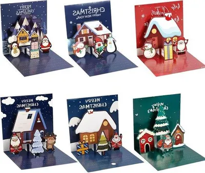 Produktbild von 3D Kerstcadeaukaarten mit Enveloppen - Vrolijke Kerstpop-Up-Karten - 6 Stilen - Kerstgrüßkarten - Weihnachtsfestbedarf