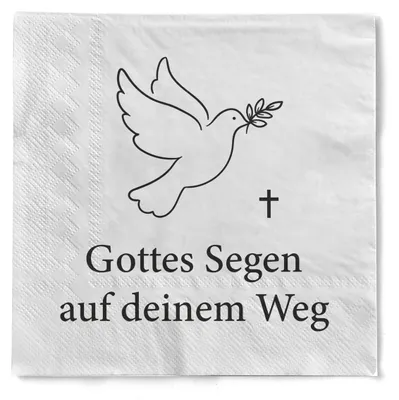 Produktbild von Sovie HOME Serviette "Gottes Segen auf deinem Weg" aus Tissue 33 x 33 cm, 3-lagig, 1/4 Falz, 20 Stück
