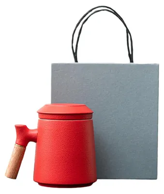 Imagen del producto de Taza de café de cerámica con asa de madera