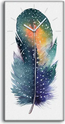 Produktbild von Leinwand Wanduhr Wandkunst Uhr 30x60 Malerei Abstrakte Federn Bunte Kunst - weiße Hände