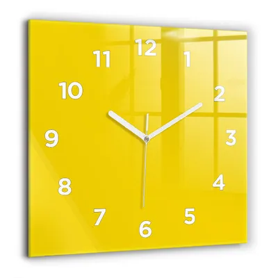 Produktbild von Wallfluent Große Wanduhr – Stilles Quarzuhrwerk - Uhr Dekoration Wohnzimmer Schlafzimmer Küche - Zifferblatt - weiße Zeiger - 60 cm - Gelb