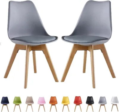 Produktbild von Esszimmerstuhl 2er-Set, Retro Design, Grau, für die Küche
