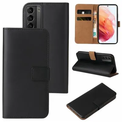 Produktbild von Kunstleder Flip-Hülle für Smartphones - Farbe: Schwarz - Modellkompatibilität: Für Samsung Galaxy S21