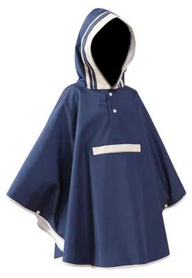 Produktbild von Wasserdichte Kinderponcho mit Kapuze - Leicht und Wiederverwendbar für Kinder unter 8 Jahren (Marineblau)