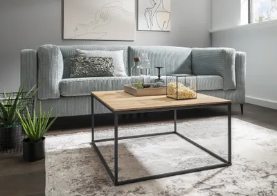 Produktbild von Couchtisch >2133-75< in Eiche Massiv, Gestell Metall Schwarz - 75x40x75 (BxHxT)