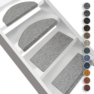 Produktbild von Stufenmatten London Hellgrau 73 23,5 x 65 cm Halbrund