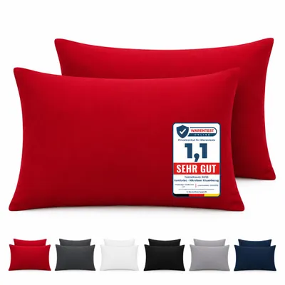 Produktbild von Komfortec Premium Kissenbezug 40x60 cm – 2er Set – Kissenhülle mit Reißverschluss – 100 % gebürstete Mikrofaser– Superweich – Rot Kopfkissenbezug, KI-generiertes Bild