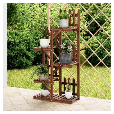 Produktbild von Blumenständer, Pflanzentreppe Outdoor, Blumentreppe Draußen, Pflanzenregal, Pflanzenständer, Balkon Möbel, Blumenregal, 60x25x130 cm Massivholz Tanne
