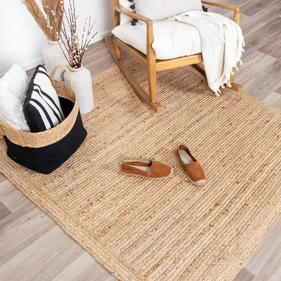 Produktbild von Volero - Jute Teppich Quadrat - Fair Natur - 80x180 cm - Wohnzimmer, Esszimmer, Schlafzimmer - Boho, Ländlich, Modern