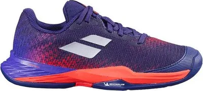 Image de Babolat Jet Mach 3, chaussures de sport pour enfants, couleur violet/orange, taille 38,5