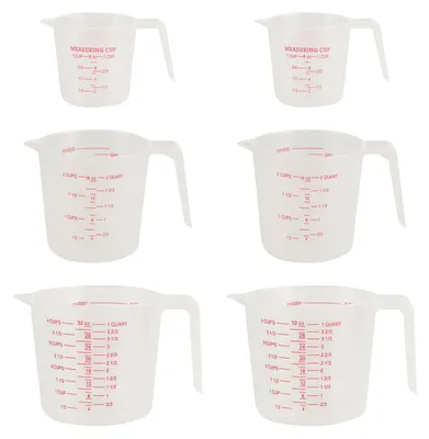 6er-Set Messbecher 250/500/1000 ml, transparent, stapelbar