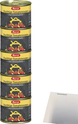Produktbild von Menzi Fruchtige Tomaten Suppe mit Eiernudeln (5x200ml Dose) + usy Block