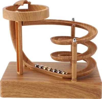 Zdjęcie produktu dla Kinetic Art Perpetual Motion Machine Ornament Desk Non Stop Rolling Ball Zabawka Nauka Fizyka Gadżet Dekoracja na biurko Ziarno Drewna