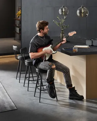 Obrázek produktu pro Kolekce VASAGLE EKHO - barová židle otočná o 360°, sada 2 kusů, židle s opěradlem na kuchyňský ostrůvek