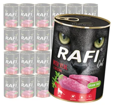 Zdjęcie produktu dla Rafi Cat Adult Bezzbożowa Mokra Karma Dla Kota Z Cielęciną 24x400g