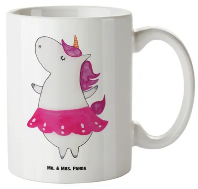 Produktbild von Mr. & Mrs. Panda Keramiktasse Einhorn Ballerina - Weiß - Geschenk, Deko, jumbotasse, Einhörner, Party, Geburtstag, Riesenkaffeetasse, Tanzen, Pott, Kaffeepott, Wohnung