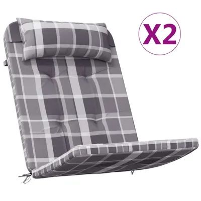 Image de Coussins de chaise adirondack lot de 2 carreaux gris