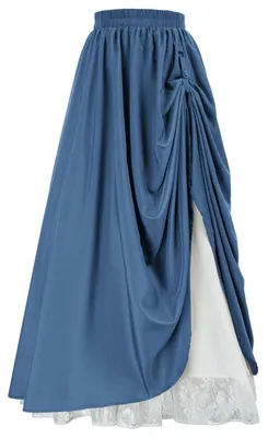 Productafbeelding van Scarlet Darkness dames maxi-rok, lange, dubbellaagse renaissance-rok, denim blauw