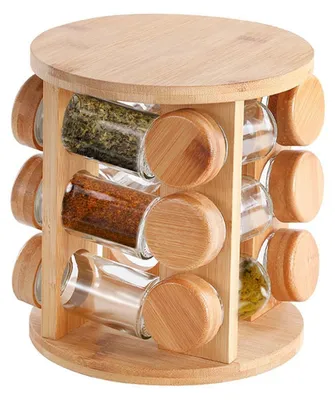 Image de Étagère en bois rotative pour herbes aromatiques, idéale pour la cuisine