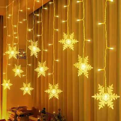Lichtvorhang Schneeflocken 3,6 m warmweiß LED 94 Stück IP44