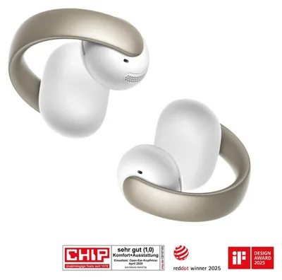 Produktbild von soundcore AeroClip | Open-Ear Clip-Earbuds mit adaptivem Komfort Champagner-Weiß