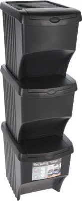 Obrázok produktu pre Sada 3 odpadkových košov Excellent Houseware, polypropylén, 37x28x33 cm, 21,7 l, čierna
