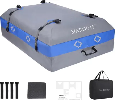 Image de Sac de toit pour voiture - Rooftop Cargo Bag - 21 pieds cubes - PVC imperméable - Pour véhicules avec/sans barres de toit - Gris foncé