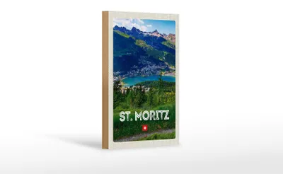 Produktbild von Holzschild Reise 12x18 cm St. Moritz Österreich Ausblich Reise