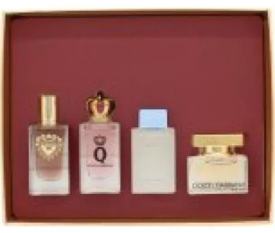 Produktbild von Dolce & Gabbana Miniatur-Geschenkset: 5 ml Devotion EDP + 5 ml Q EDP + 4,5 ml Light Blue EDP + 5 ml The One EDP