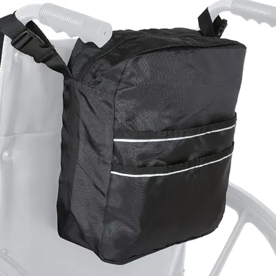 Image de Sac de rangement pour fauteuil roulant - Sac de mobilité - Organisation quotidienne - Détails réfléchissants - 23,7 x 22 x 6,2 cm - Noir
