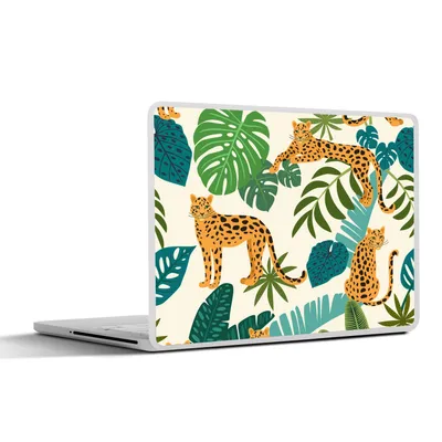 Produktbild von MuchoWow® Laptop Aufkleber Sticker Cover Dschungel - Leopard - Pflanzen - Muster - Mädchen - Jungen 36.5x27.5 cm - Laptop-Sticker