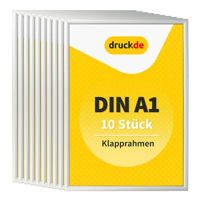 Image de Cadre pliable DIN A1 - 10 pièces - pour affiches, panneaux indicateurs, publicité - cadre en aluminium avec profil de 2,5 cm - convient pour le montage mural