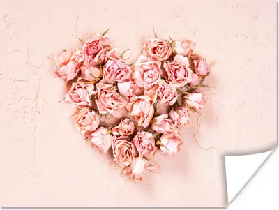 Produktbild von MuchoWow® Poster Herz - Blumen - Rosa 80x60 cm - Kunst für zu Hause