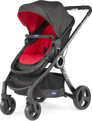 Produktbild von Chicco Urban Plus, Betthimmel, Reisesystem-Kinderwagen, Feste Räder, Faltbar, Schwarz, Rot