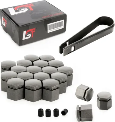 Produktbild von 20x Radschrauben Abdeckungs Kappen 17mm grau für KIA HYUNDAI DAEWOO DAIHATSU