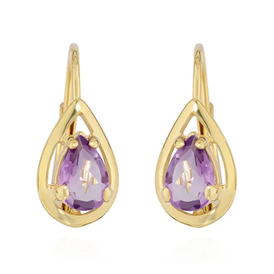 Produktbild von NKlaus Paar Brisur Ohrhänger echt Amethyst 333 Gelb Gold 8 Karat 14x6mm Damen Ohrringe 11917