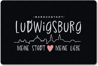Produktbild von Ludwigsburg Skyline Fußmatte in 40x60 cm ohne Rand mit Spruch MEINE STADT MEINE