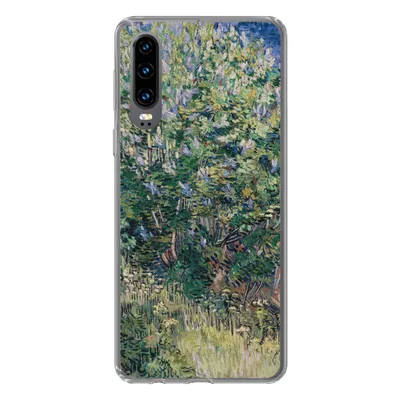 Produktbild von MuchoWow® Handyhülle Schutzhülle Hülle für Huawei P30 Fliederbusch - Vincent van Gogh Silikon Softcase Handy Hülle - Kartenbesitzer