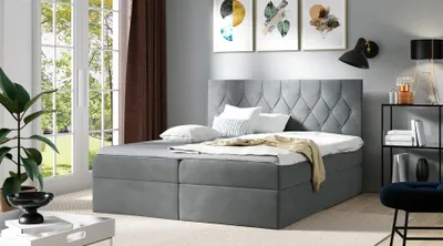 Produktbild von Boxspringbett Schlafzimmerbett MANOLIS 140x200cm Stoff Alova Grau