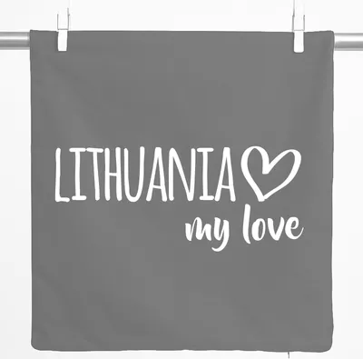 Produktbild von Huuraa Kissenbezug Lithuania my love 40x40cm Steel Grey Baumwolle Dekokissenbezug Geschenkidee