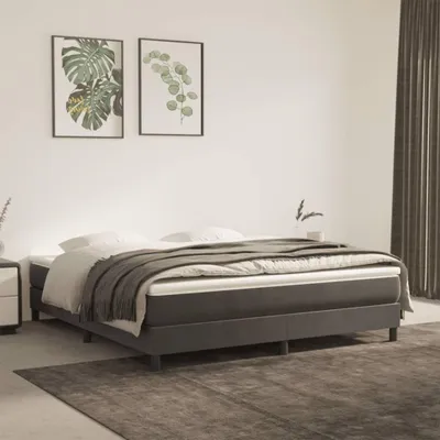 Produktbild von Boxspringbett mit Matratze Dunkelgrau 180x200 cm Samt