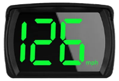 Image de Affichage tête haute pour voiture avec compteur de vitesse numérique GPS en miles par heure et affichage LED à gros caractères ; adaptateur de recharge pour voiture, camion, SUV et moto