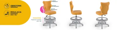 Obrázok produktu pre Detská rastová stolička, ergonomická stolička na písanie, vhodná pre výšku 133-159 cm, farba: svetlosivá, materiál: zamat, s podnožkou