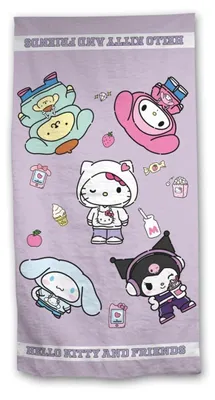 Zdjęcie produktu dla Ręcznik kąpielowy Hello Kitty fioletowy 70 x 140 cm
