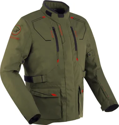 Imagen del producto de Chaqueta textil impermeable para motocicleta Bering Voyager, color caqui, talla S