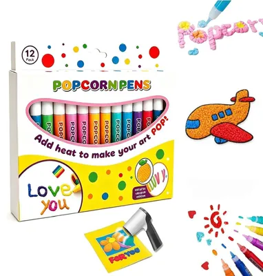 12er Set DIY Popcorn-Stifte, bunt, kreatives Bastelset